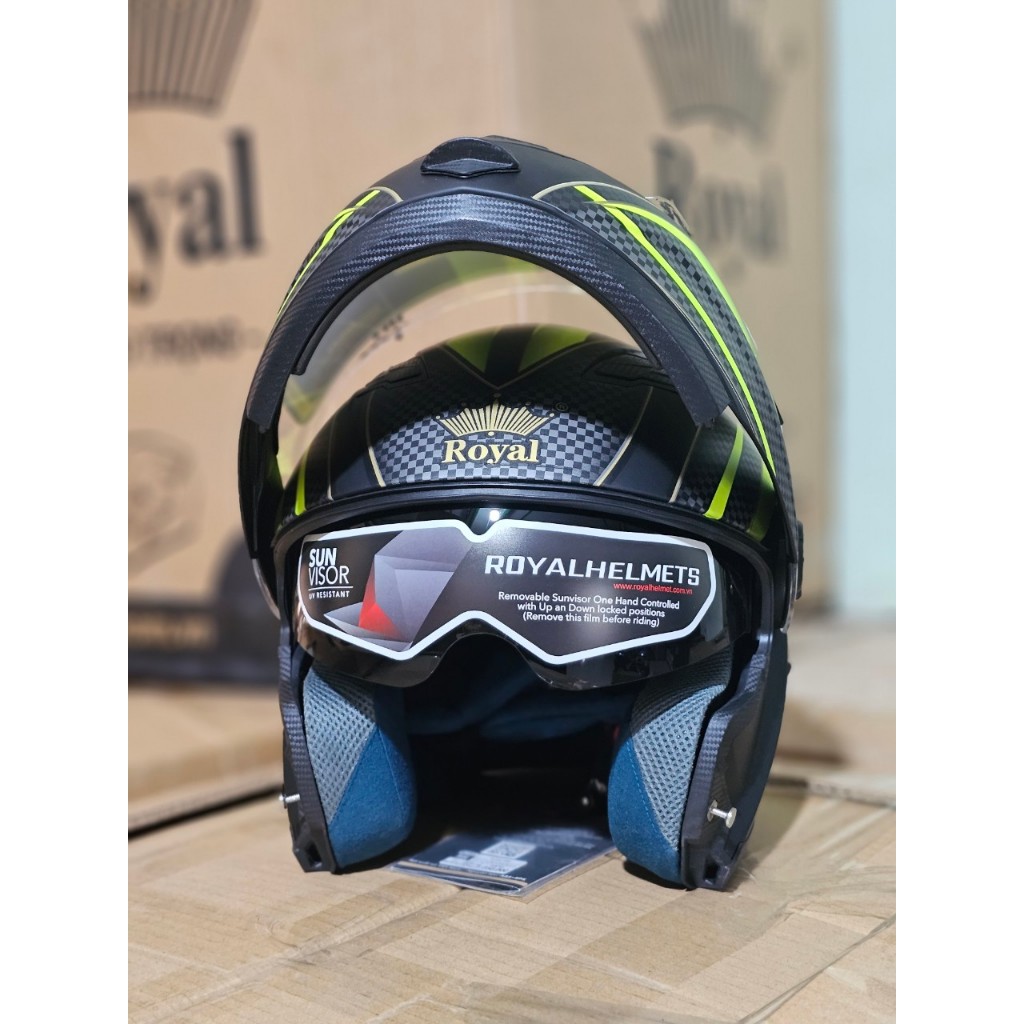 MŨ BẢO HIỂM FULLFACE ROYAL M08- NÓN BẢO HIỂM CHÍNH HÃNG SÓT KHO- KÍNH MŨ YO HE 878