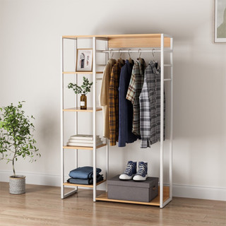 Tủ kệ treo quần áo khung sắt kệ gỗ decor phỏng ngủ GM08
