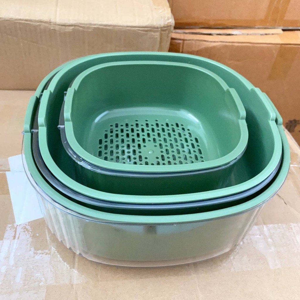Rổ nhựa đựng đồ 6 món kèm thau rửa - Bộ thau rổ 6 MÓN THAU MIKA MỚI, chất liệu nhựa PP thoát nước - bộ rổ 6 món kèm chậu