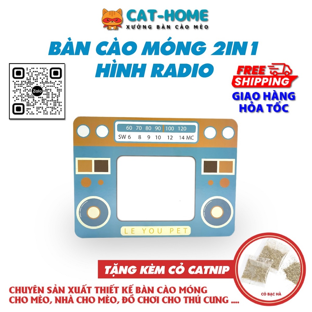 Ổ nằm cho mèo nhà cho mèo kết hợp bàn cào móng cho mèo nằm ngủ hình đài RADIO