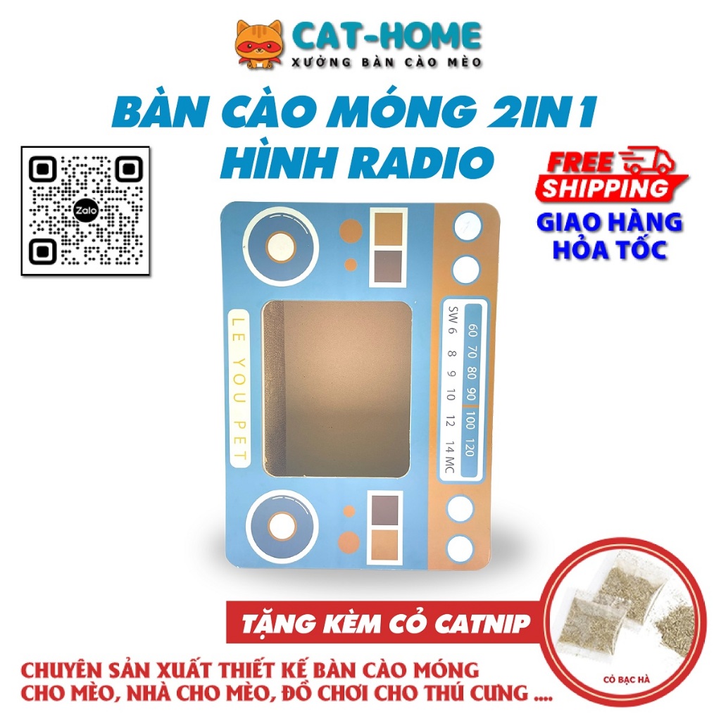 Ổ nằm cho mèo nhà cho mèo kết hợp bàn cào móng cho mèo nằm ngủ hình đài RADIO