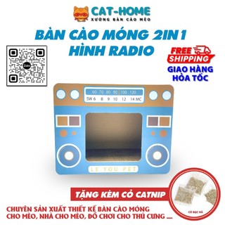 Ổ nằm cho mèo nhà cho mèo kết hợp bàn cào móng cho mèo nằm ngủ hình đài RADIO