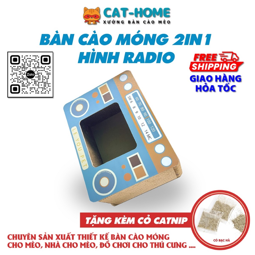 Ổ nằm cho mèo nhà cho mèo kết hợp bàn cào móng cho mèo nằm ngủ hình đài RADIO