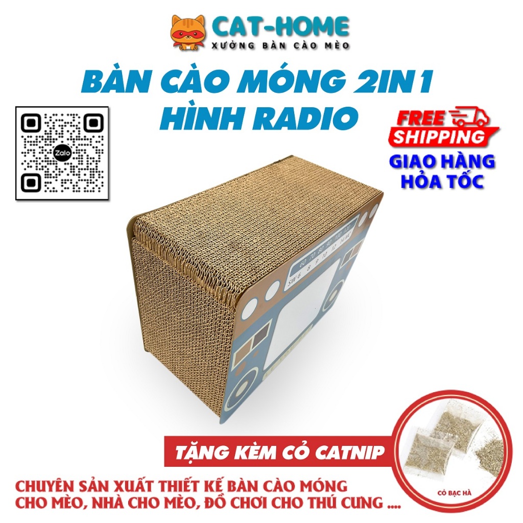 Ổ nằm cho mèo nhà cho mèo kết hợp bàn cào móng cho mèo nằm ngủ hình đài RADIO