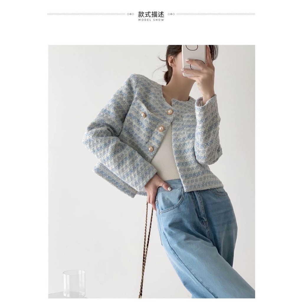 Áo khoác dạ tweed 2 lớp sang chảnh tiểu thư dự tiệc mùa đông cao cấp DELIZ STUDIO | BigBuy360 - bigbuy360.vn