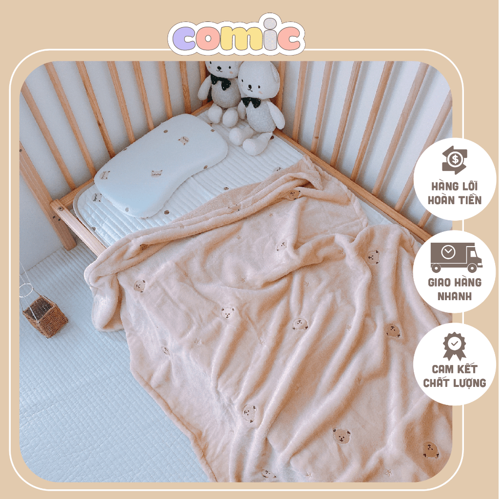 Chăn lông tuyết MONONA 90*120cm cho bé cao cấp , mềm mịn hoạ tiết thêu đa dạng dành cho bé