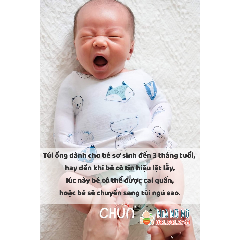 Quấn quây chính hãng Chũn Cocoon giúp bé ngủ ngon vải mùa hè Nhà Mỡ Mỡ