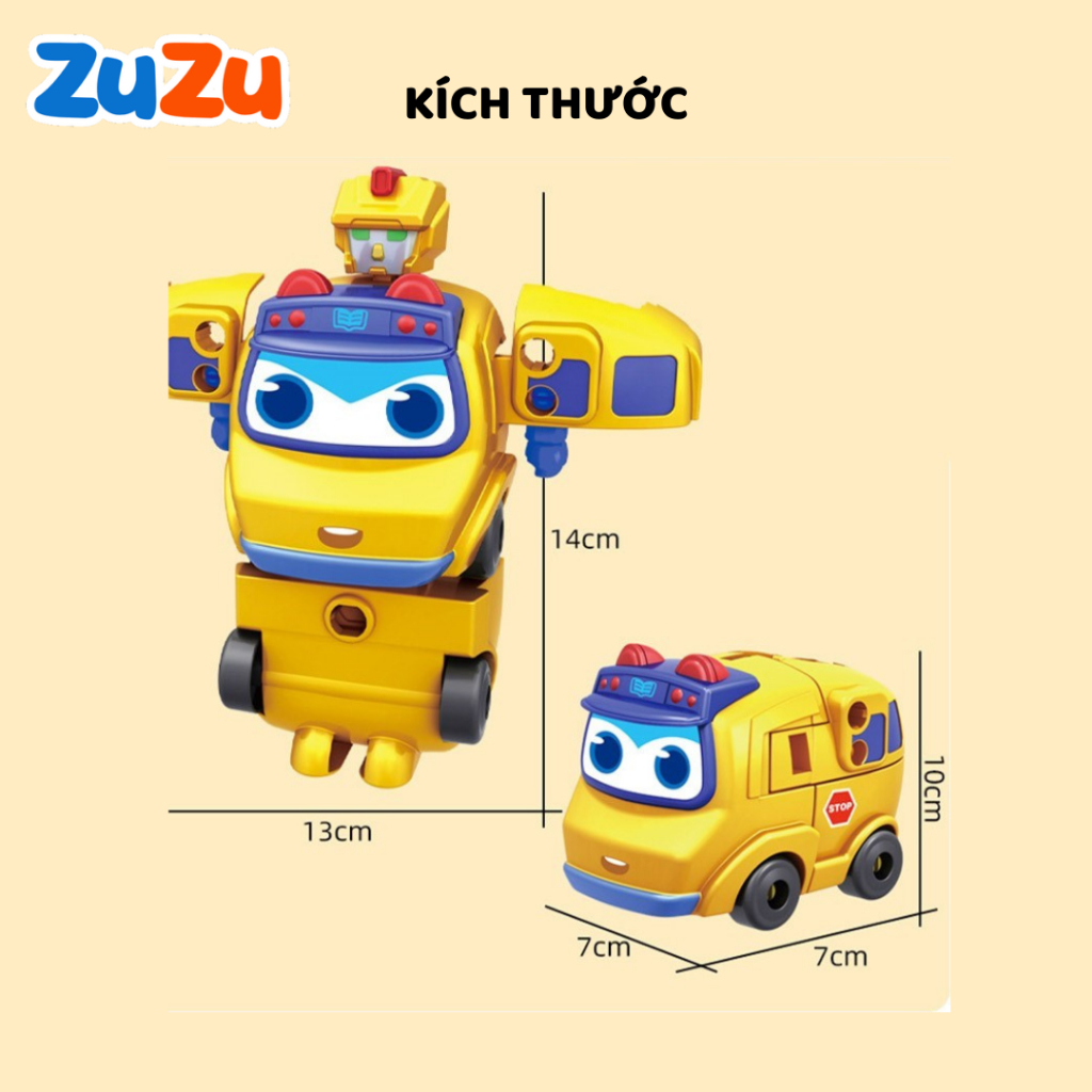Đồ chơi xe biến hình thành robot ZuZu, đồ chơi xe buýt biến hình cho bé, quà tặng cho bé kèm hộp