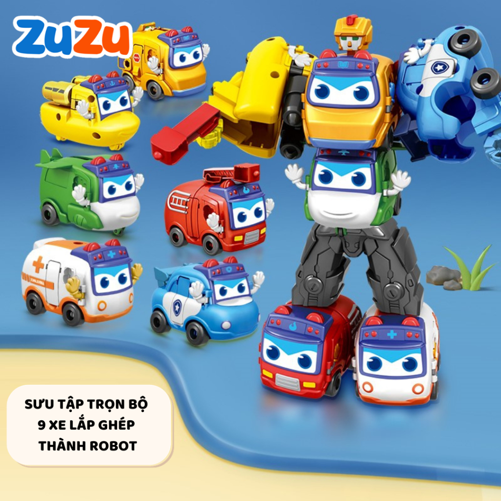 Đồ chơi xe biến hình thành robot ZuZu, đồ chơi xe buýt biến hình cho bé, quà tặng cho bé kèm hộp