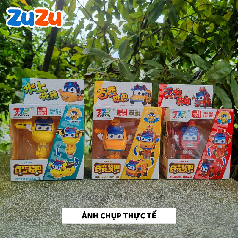 Đồ chơi xe biến hình thành robot ZuZu, đồ chơi xe buýt biến hình cho bé, quà tặng cho bé kèm hộp