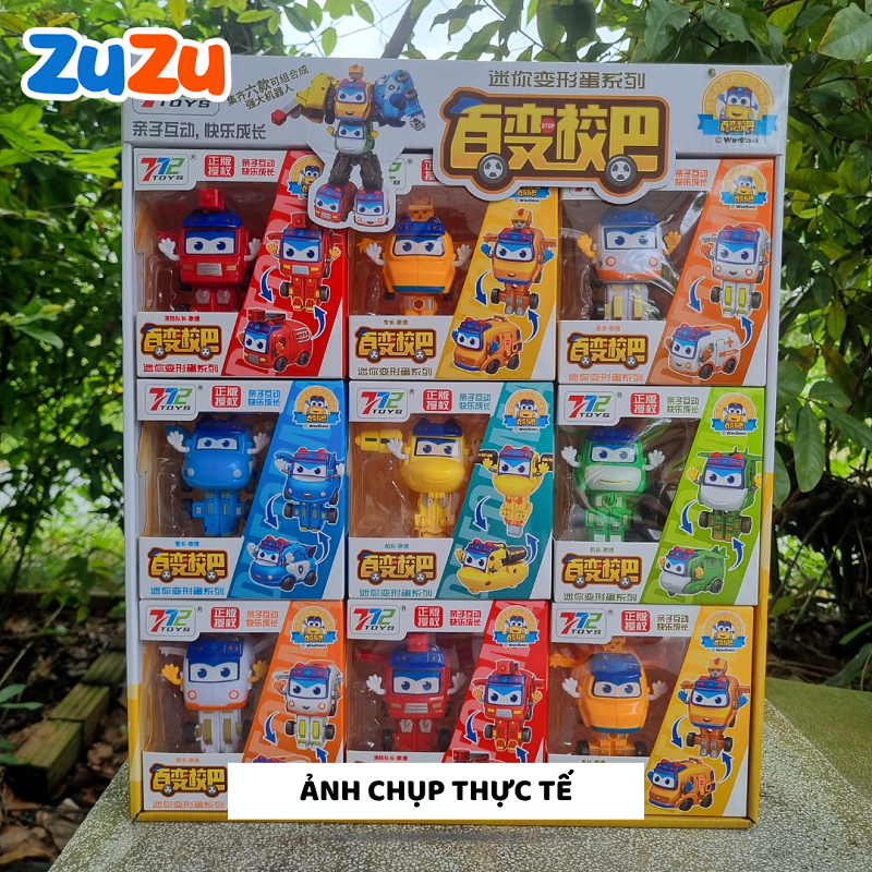 Đồ chơi xe biến hình thành robot ZuZu, đồ chơi xe buýt biến hình cho bé, quà tặng cho bé kèm hộp
