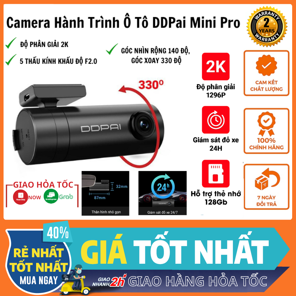 Camera Hành Trình Ô Tô DDPai Mini PRO Độ Phân Giải 2K Kết Nối Wifi Giá