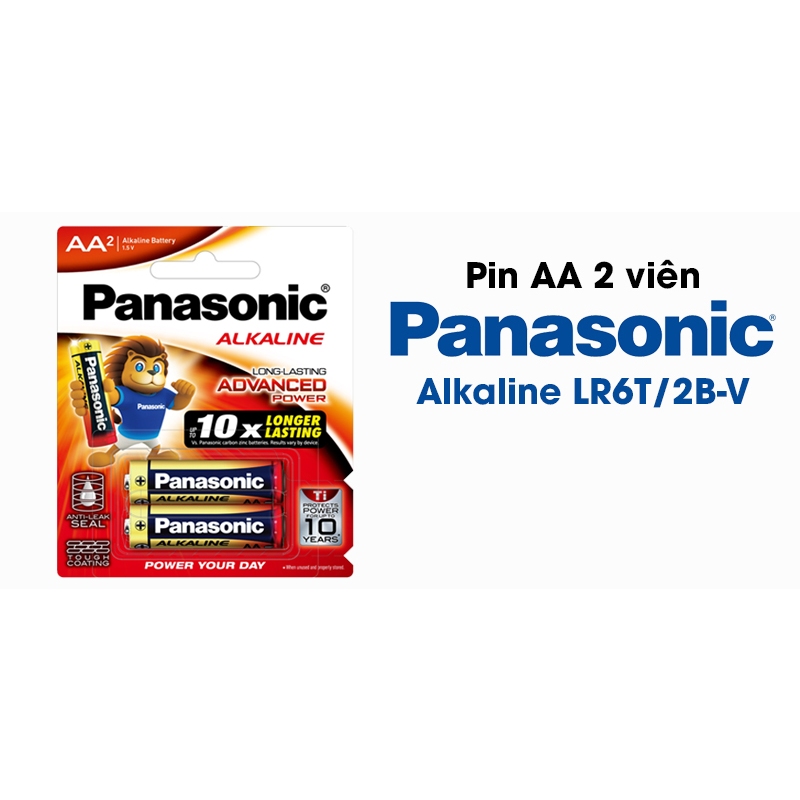 Vỉ 2 Pin AA Kiềm Alkaline Panasonic LR6T/2B 1.5v - Xuất Xứ Thái Lan