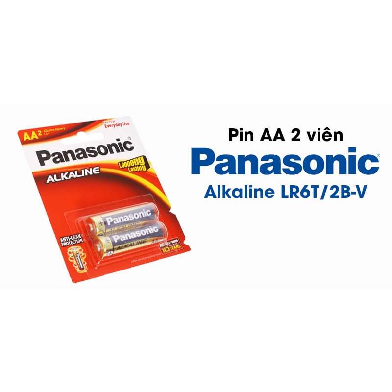 Vỉ 2 Pin AA Kiềm Alkaline Panasonic LR6T/2B 1.5v - Xuất Xứ Thái Lan