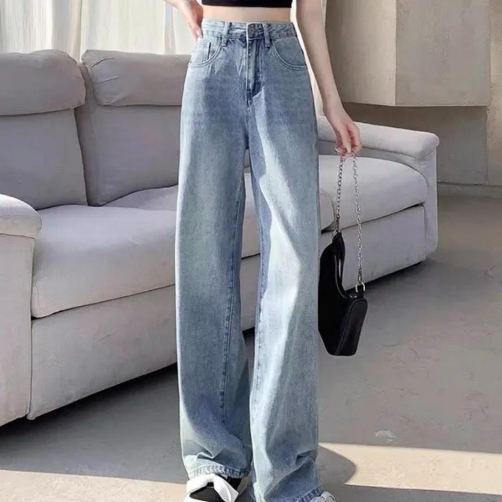 M119 Quần suông jeans nữ trơn KHÔNG CO GIÃN
