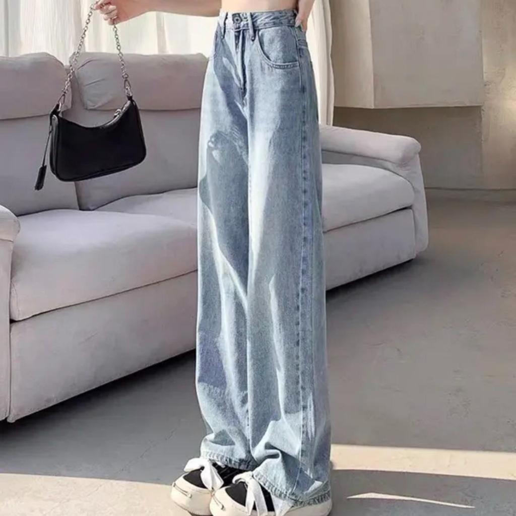 M119 Quần suông jeans nữ trơn KHÔNG CO GIÃN