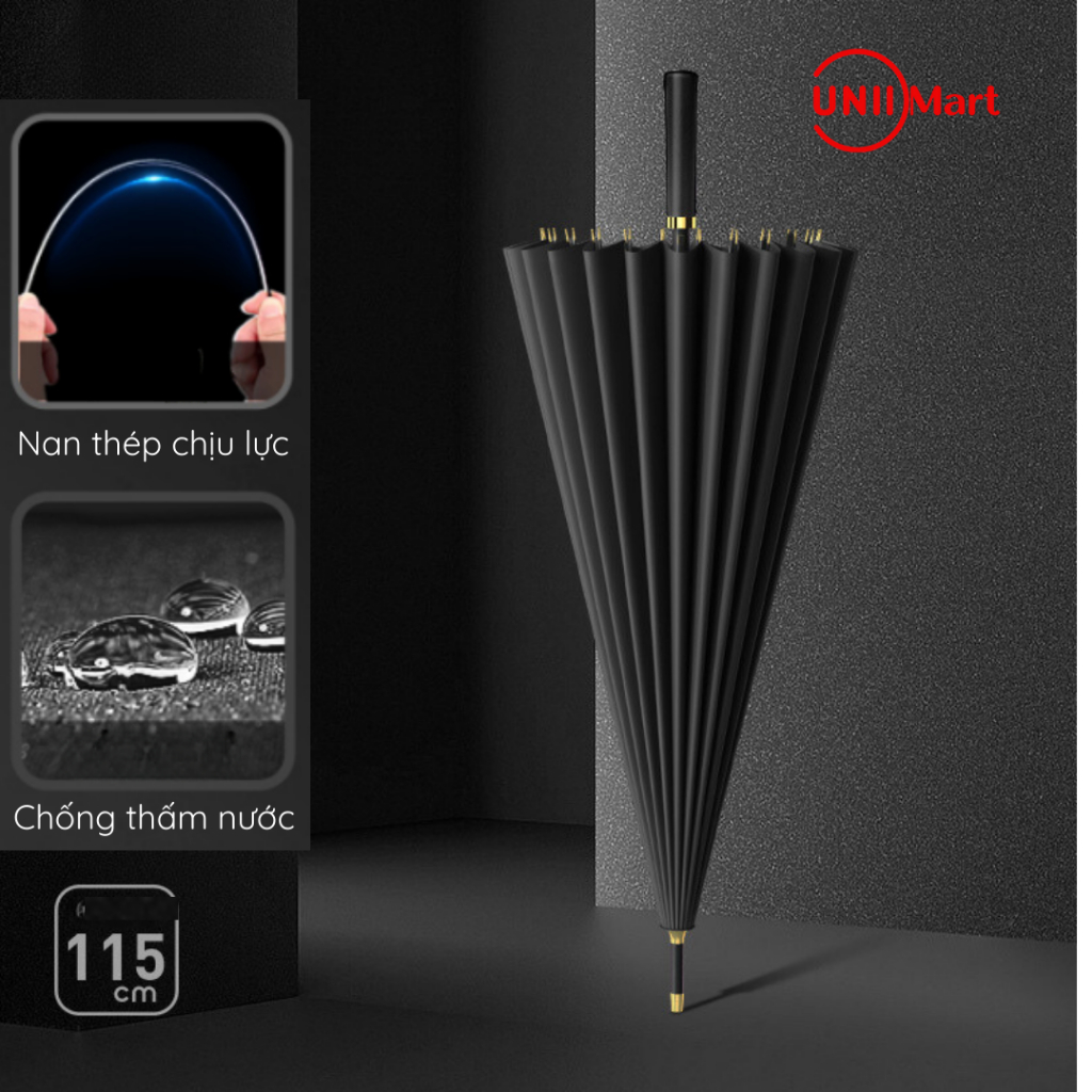 Ô che mưa KAW 24 nan bằng thép bản cao cấp siêu chắc chắn - Chống thấm nước và tia UV hiệu quả - Hàng chính hãng