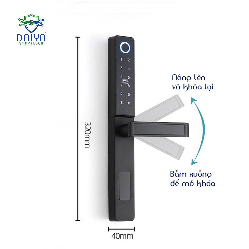 Khóa thông minh DAIYA SMART LOCK ND08 chống thấm nước mở khóa vân tay siêu nhanh, siêu nhạy
