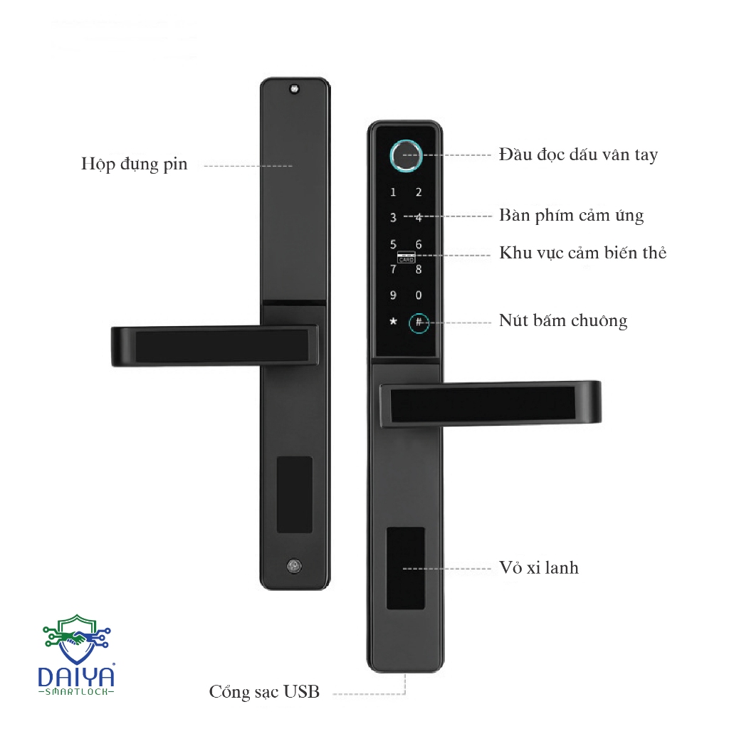Khóa thông minh DAIYA SMART LOCK ND08 chống thấm nước mở khóa vân tay siêu nhanh, siêu nhạy