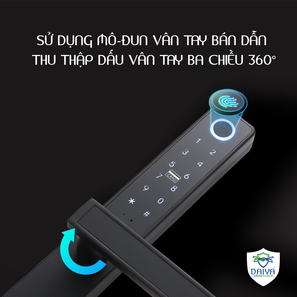 Khóa thông minh DAIYA SMART LOCK ND08 chống thấm nước mở khóa vân tay siêu nhanh, siêu nhạy