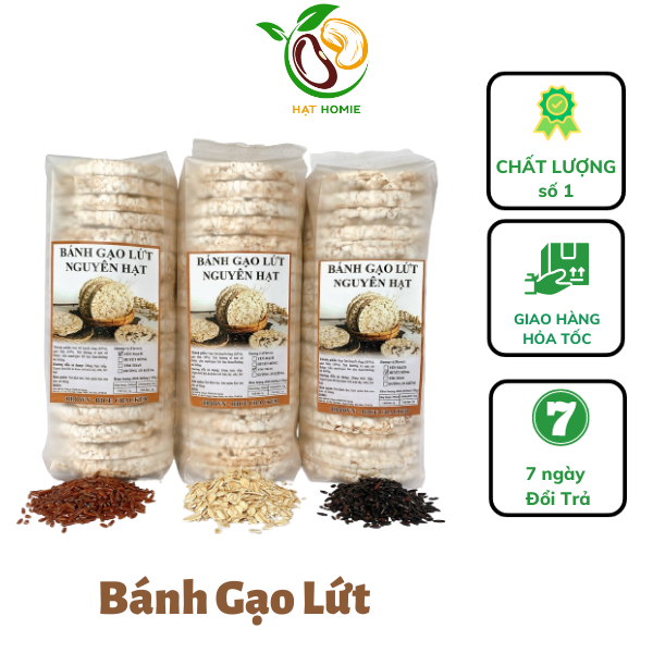 Bánh gạo lứt Healthy nguyên hạt, ăn kiêng, eatclean nhiều vị; Yến mạch, Hạt chia, Huyết rồng, Đường ăn kiêng gói 170g