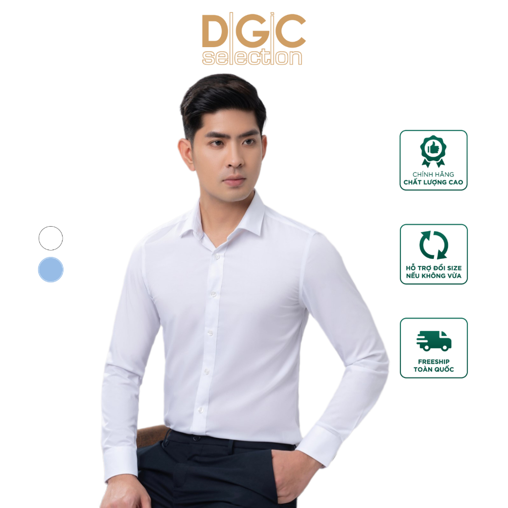 Áo sơ mi dài tay công sở DGC - dáng ôm, dệt từ sợi tre, kháng khuẩn, mềm nhẹ thấm hút tốt - SASDBC05M