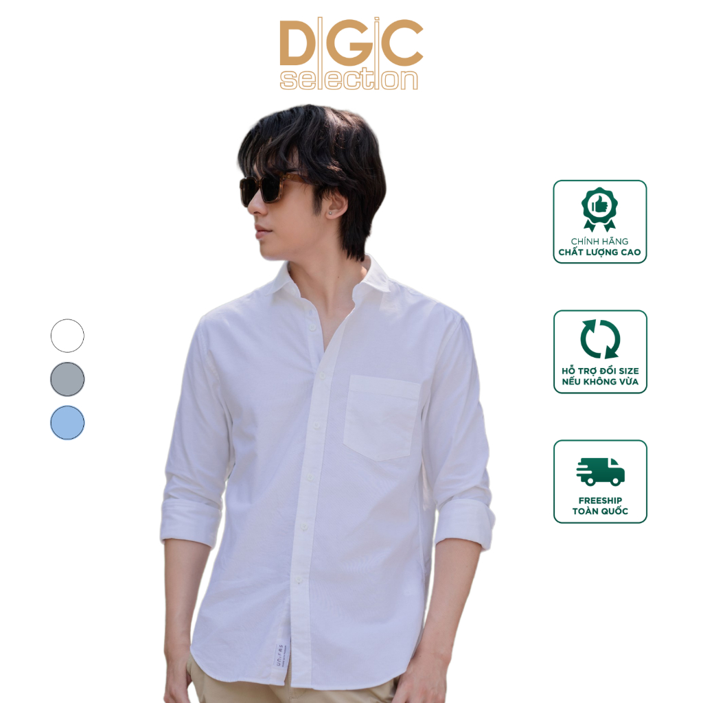 Áo sơ mi dài tay Reguler fit 100% cotton, thoáng mát, thấm mồ hôi DGC - SASDBC25M