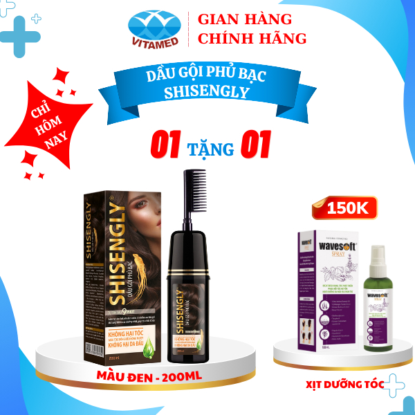 Dầu Gội Phủ Bạc Cao Cấp SHISENGLY Làm Đen Tóc & Giảm Rụng Tóc - Hàng Chính Hãng Loại 200ml