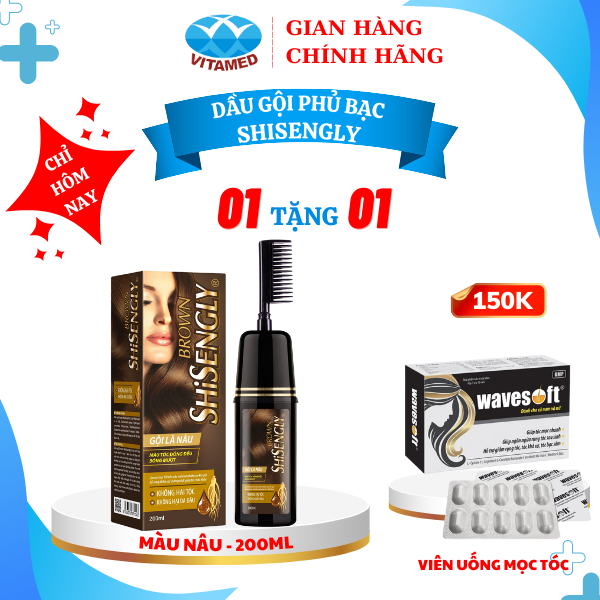 Dầu Gội Phủ Bạc Cao Cấp SHISENGLY Làm Đen Tóc & Giảm Rụng Tóc - Hàng Chính Hãng Loại 200ml