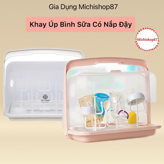 Khay úp bình sữa có nắp đậy, Khay up cốc úp ly Có quai xách Việt Nhật (1361-1)