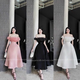 Váy đầm nữ dạ hội dự tiệc dáng xòe bèo vai sang chảnh