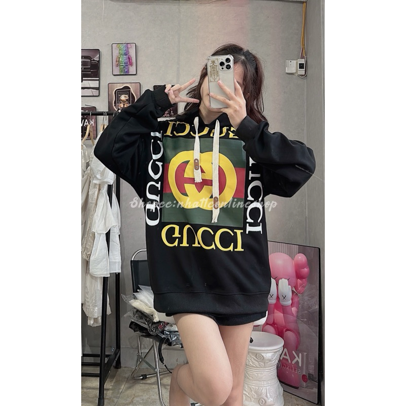 Áo hoodie Gù Chi dây to chất nỉ bông dày