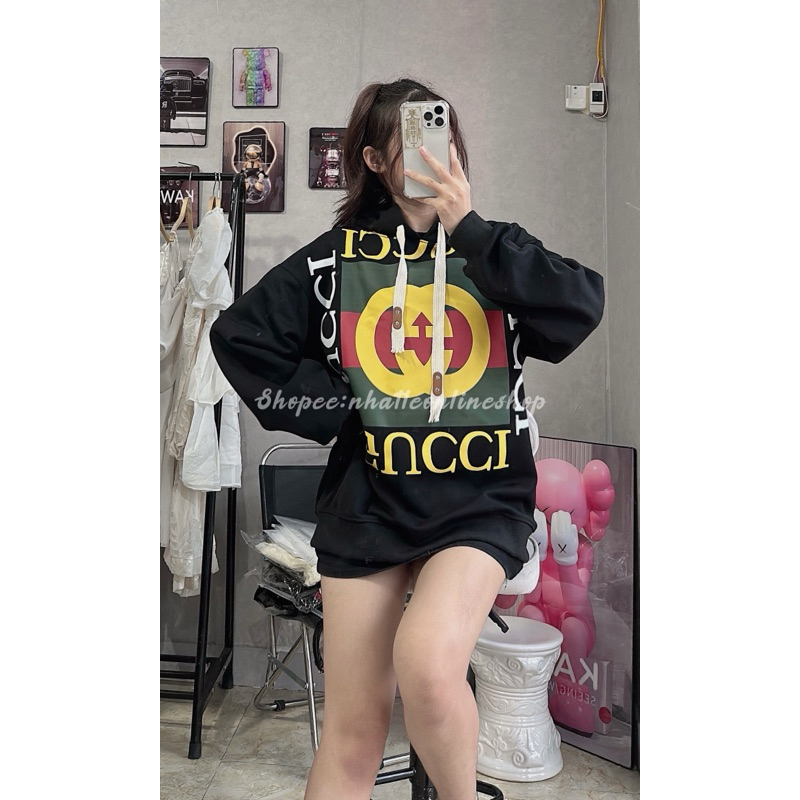 Áo hoodie Gù Chi dây to chất nỉ bông dày