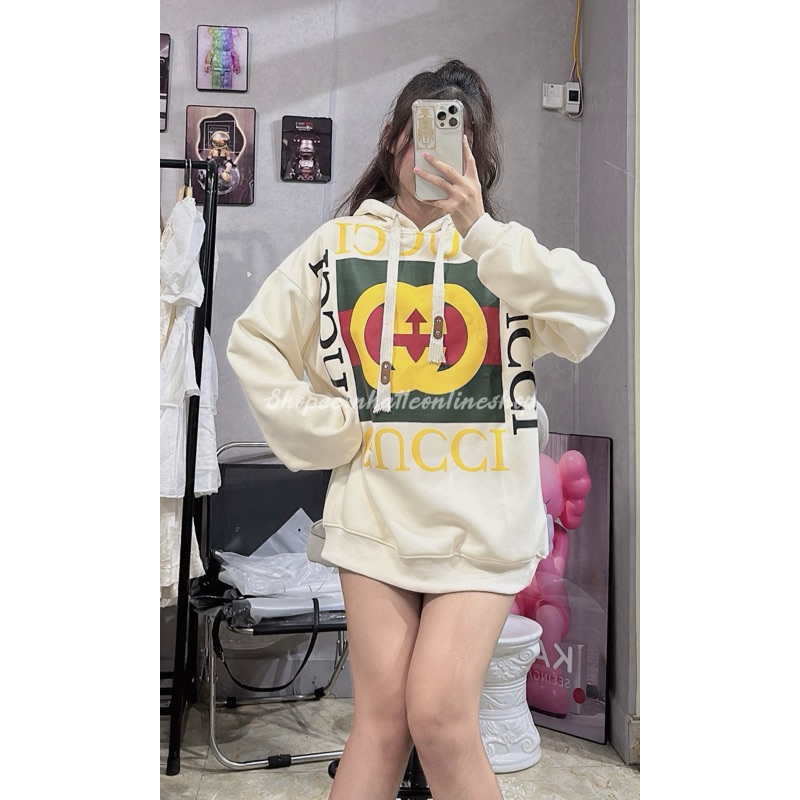 Áo hoodie Gù Chi dây to chất nỉ bông dày