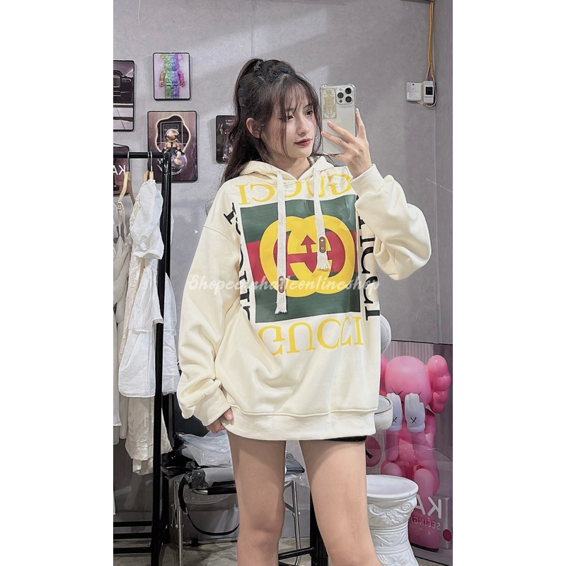 Áo hoodie Gù Chi dây to chất nỉ bông dày