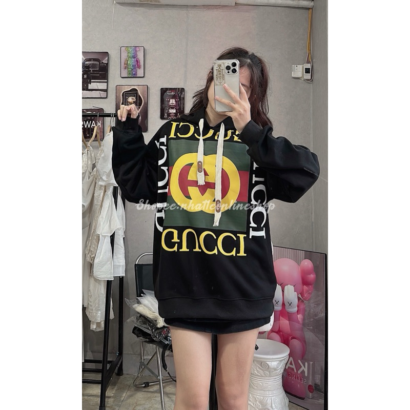 Áo hoodie Gù Chi dây to chất nỉ bông dày