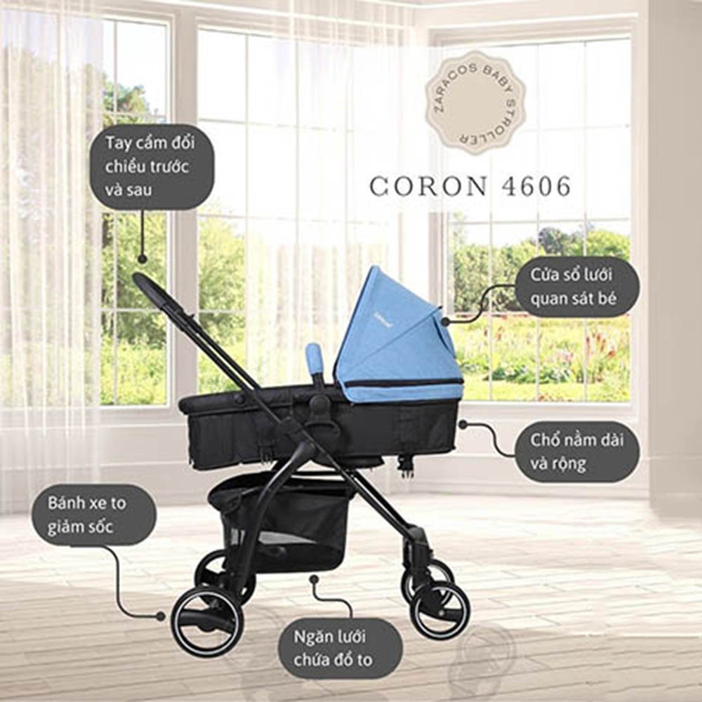Bộ xe đẩy + Ghế ô tô trẻ em Zaracos Coron 4606