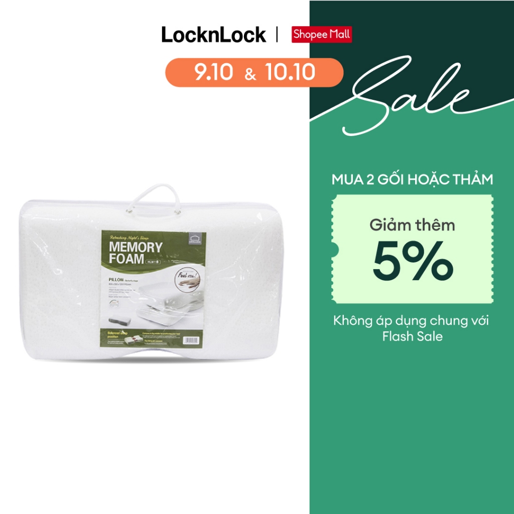Gối Memory Foam 50D Hình Bướm Lock&Lock HLW113 (60 x 35 cm) - Trắng