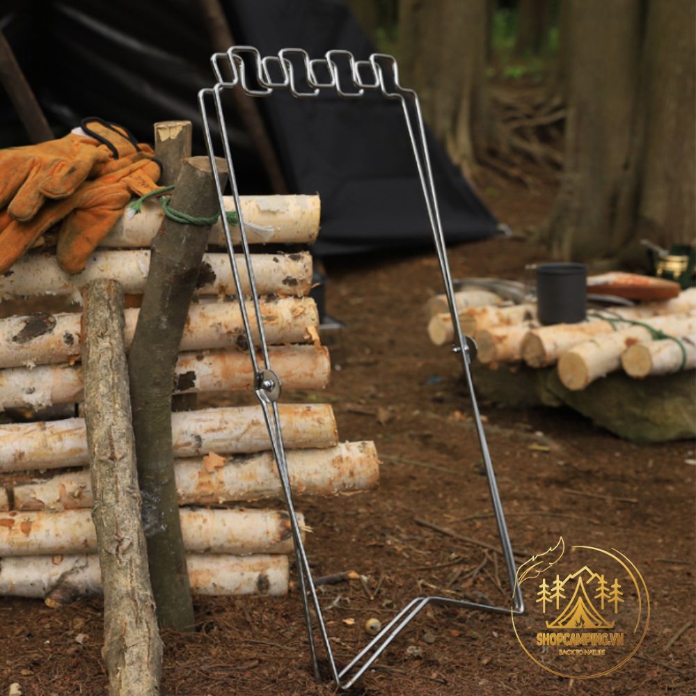 Giá treo túi đựng rác inox tiện dụng, khay treo túi rác du lịch, dã ngoại - Camping VietNam