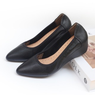 Giày đế xuồng 5cm mũi nhọn, giày búp bê đế xuồng da bò mềm êm - HT.NeO