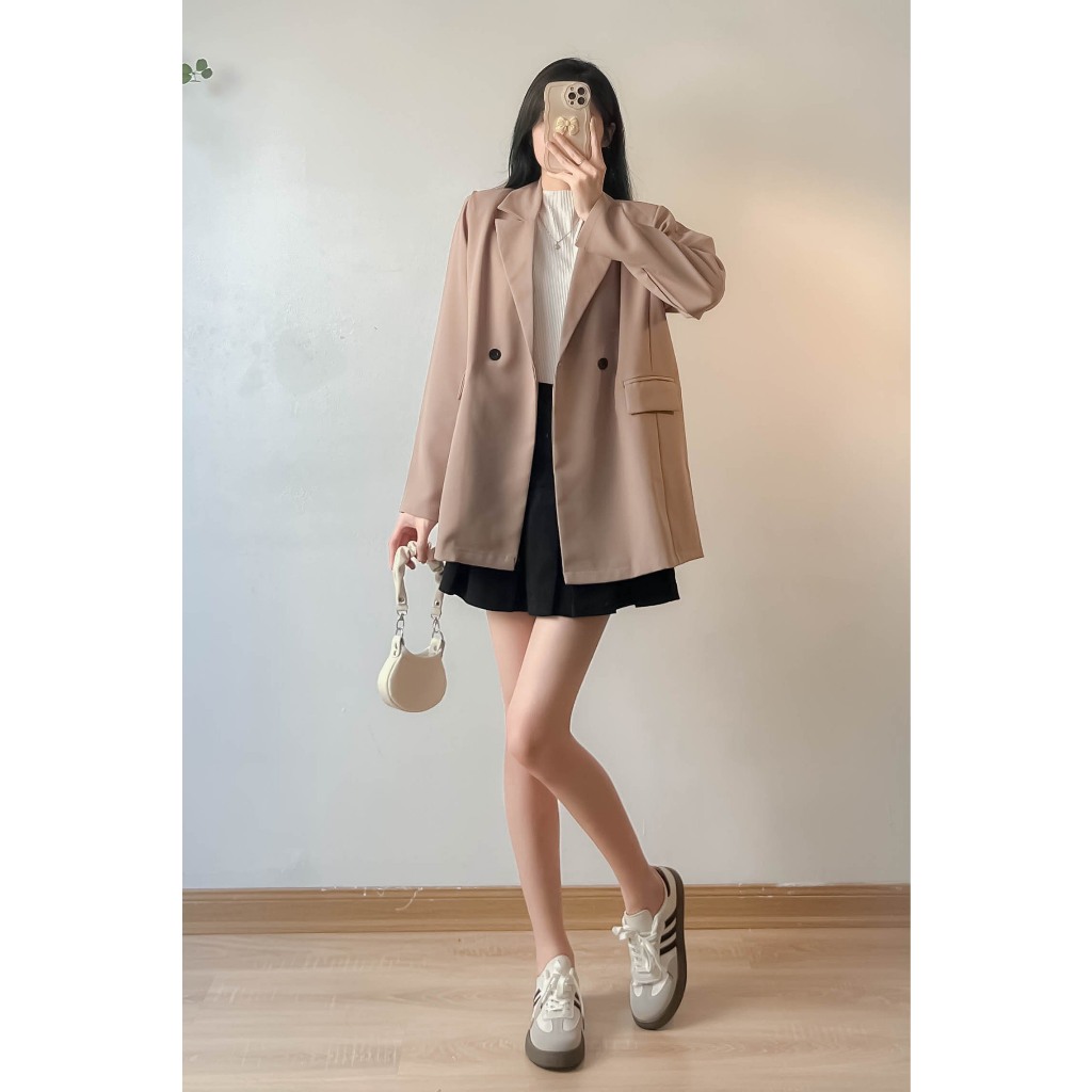 Áo khoác blazer nữ DÀI TAY form rộng  - Retrostyle - Aoblazerdaitay6082_P0/K4