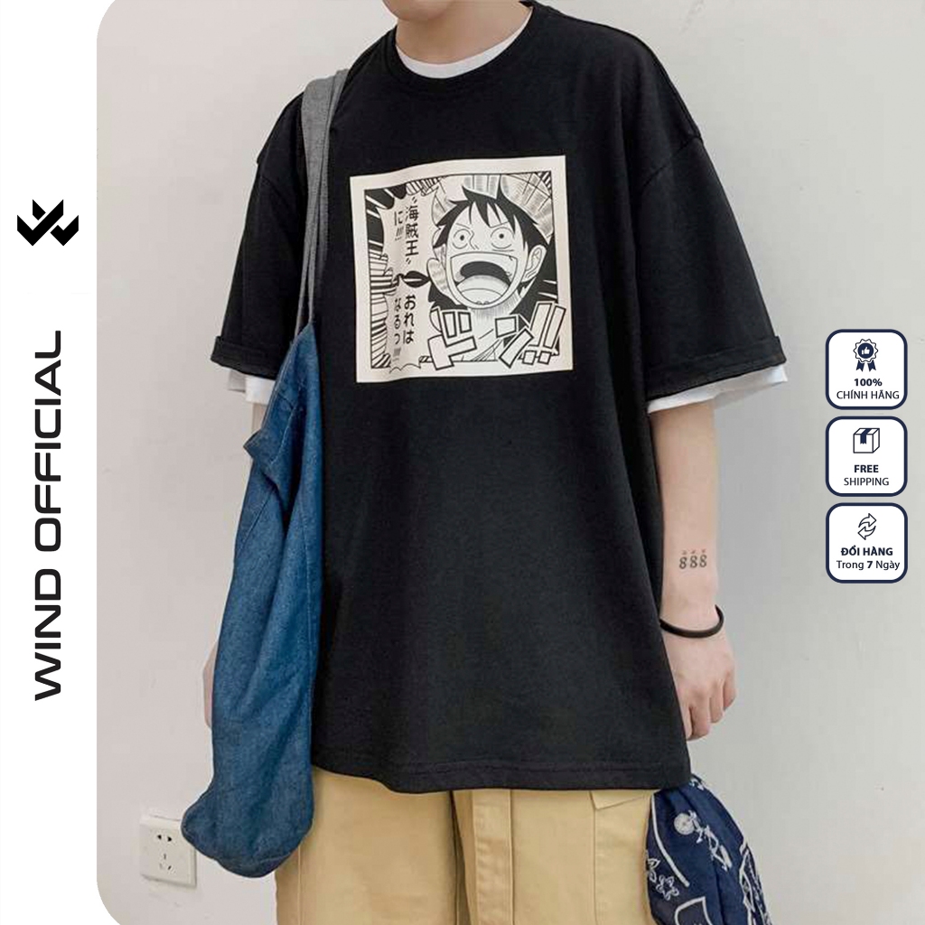 Áo thun tay lỡ WIIS phông unisex form rộng cotton Luffy thời trang nam nữ oversize