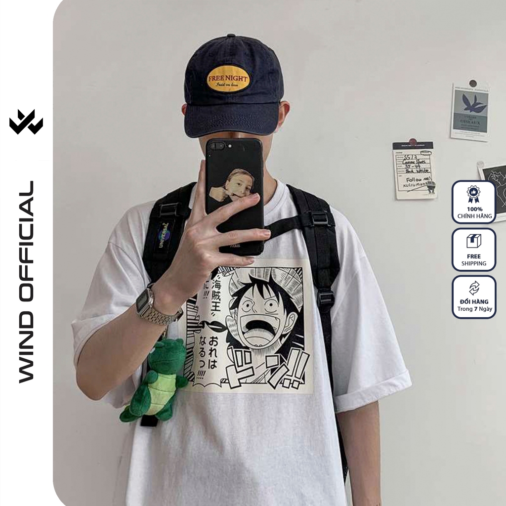 Áo thun tay lỡ WIIS phông unisex form rộng cotton Luffy thời trang nam nữ oversize