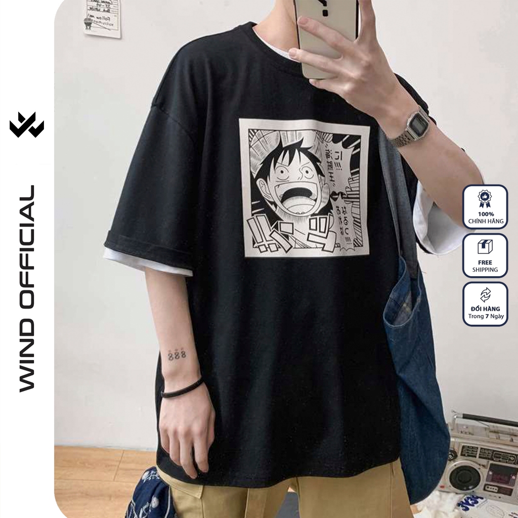 Áo thun tay lỡ WIIS phông unisex form rộng cotton Luffy thời trang nam nữ oversize