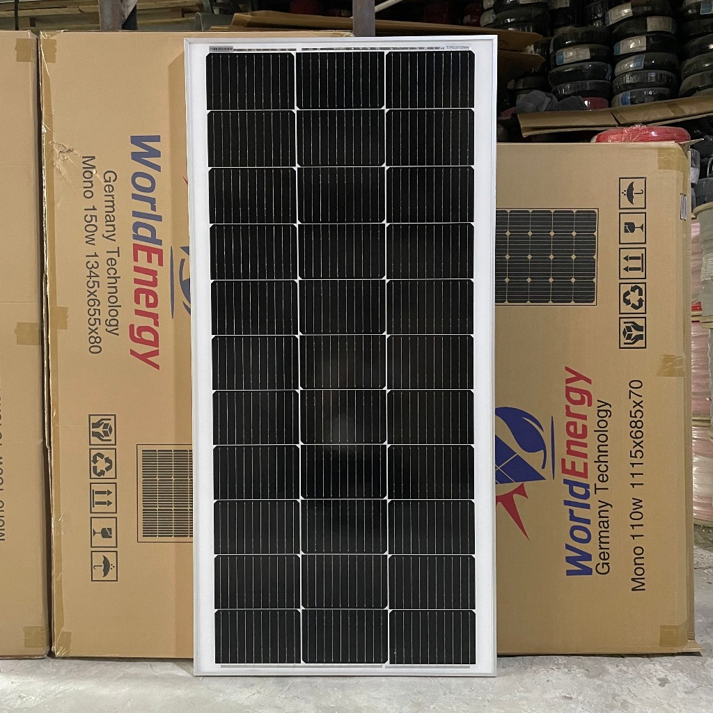 Pin năng lượng mặt trời mono 150W-18V WorldEnergy - tặng 1 cặp mc4 đơn (hàng chính hãng, bảo hành 12 năm)