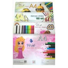Vở vẽ A4 gáy xoắn 300gsm 2 tr