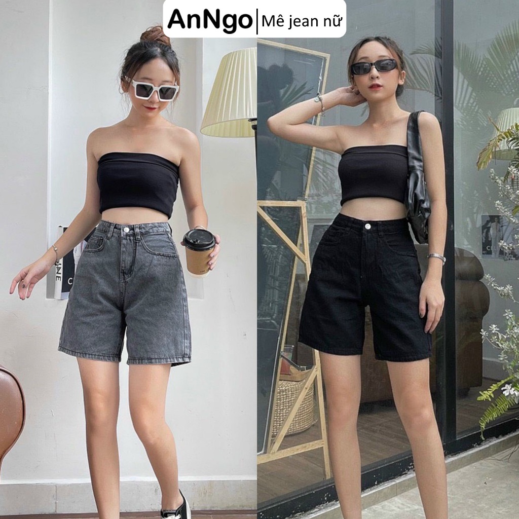 Quần jean nữ ngố lai cuốn vải jean denim bền đẹp, dễ phối đồ AnNgo - A