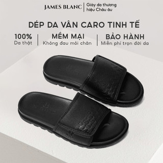  Dép Da JB JAMES BLANC Dép Bản Da Nam Đen Nâu GT8844 