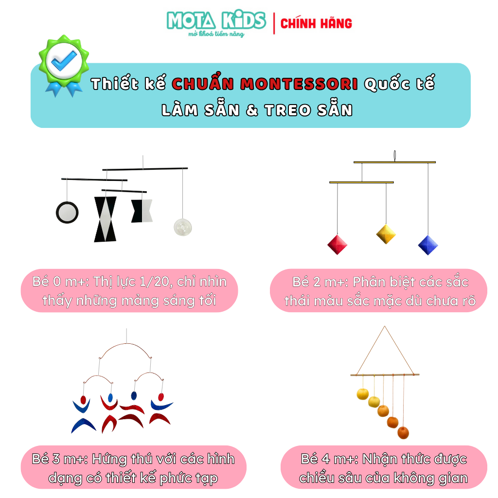 Combo đồ chơi cho bé 0-3 tháng phát triển theo Montessori - Hàng chính hãng