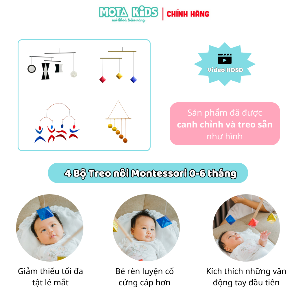 Combo đồ chơi cho bé 0-3 tháng phát triển theo Montessori - Hàng chính hãng